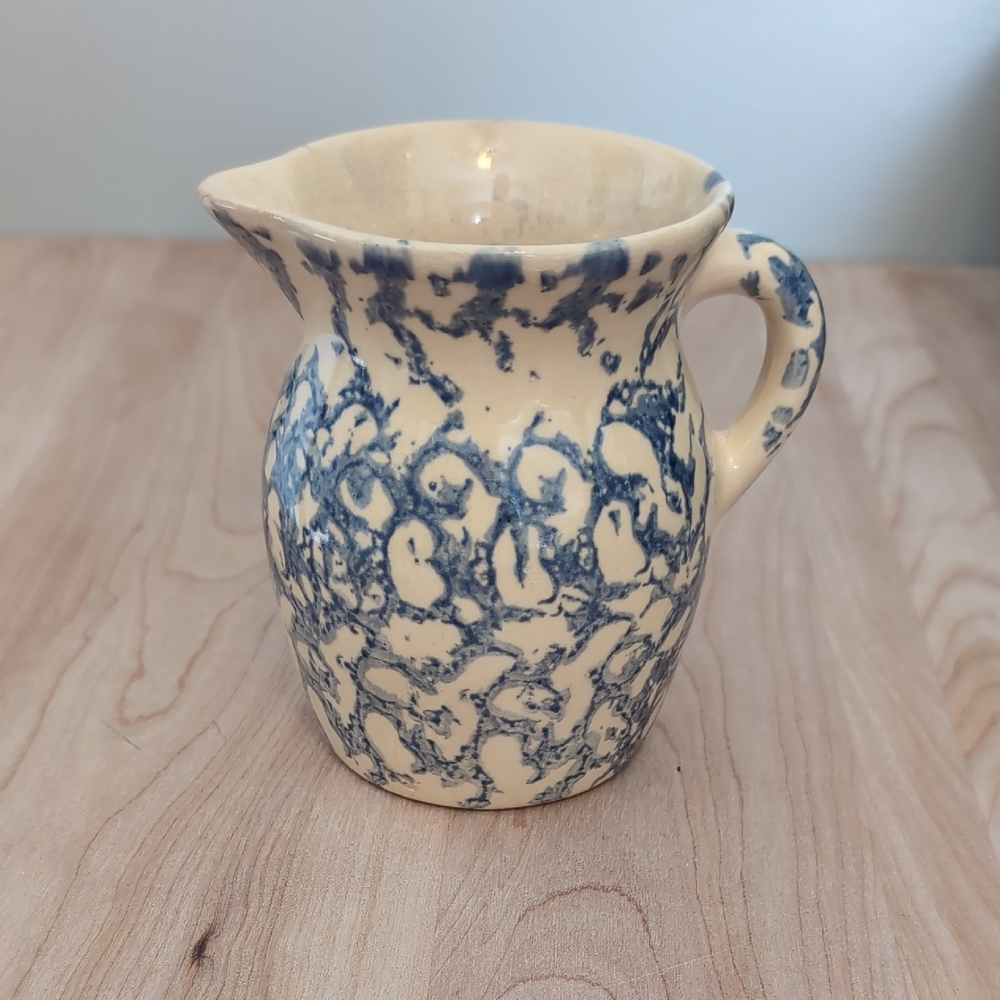 Robinson-Ransbottom Cream and Blue Ceramic Pitcher